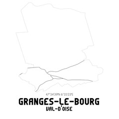 GRANGES-LE-BOURG Val-d'Oise. Minimalistic street map with black and white lines.