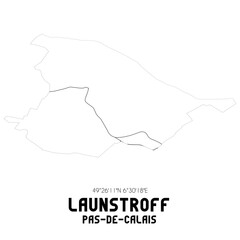 LAUNSTROFF Pas-de-Calais. Minimalistic street map with black and white lines.