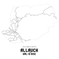 ALLAUCH Val-d'Oise. Minimalistic street map with black and white lines.