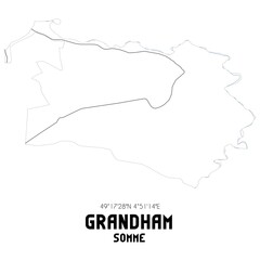 GRANDHAM Somme. Minimalistic street map with black and white lines.