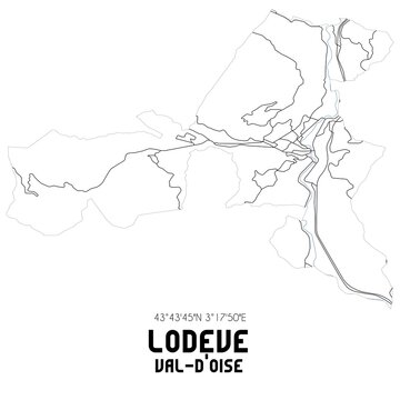 LODEVE Val-d'Oise. Minimalistic street map with black and white lines.