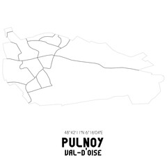 Obraz premium PULNOY Val-d'Oise. Minimalistic street map with black and white lines.