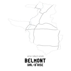 BELMONT Val-d'Oise. Minimalistic street map with black and white lines.