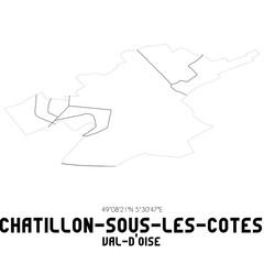 CHATILLON-SOUS-LES-COTES Val-d'Oise. Minimalistic street map with black and white lines.