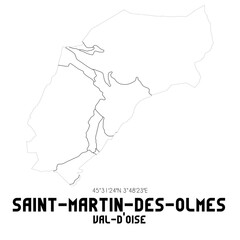 SAINT-MARTIN-DES-OLMES Val-d'Oise. Minimalistic street map with black and white lines.