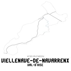 VIELLENAVE-DE-NAVARRENX Val-d'Oise. Minimalistic street map with black and white lines.