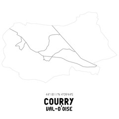 COURRY Val-d'Oise. Minimalistic street map with black and white lines.