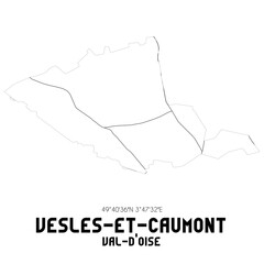 VESLES-ET-CAUMONT Val-d'Oise. Minimalistic street map with black and white lines.