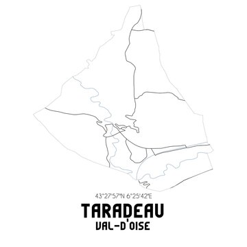 TARADEAU Val-d'Oise. Minimalistic street map with black and white lines.