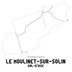 LE MOULINET-SUR-SOLIN Val-d'Oise. Minimalistic street map with black and white lines.