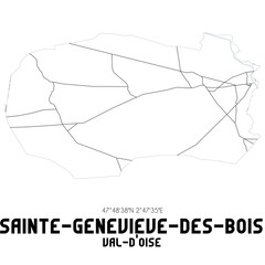 SAINTE-GENEVIEVE-DES-BOIS Val-d'Oise. Minimalistic street map with black and white lines.