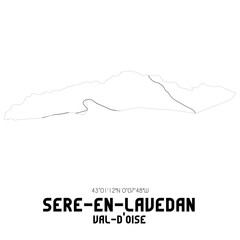 SERE-EN-LAVEDAN Val-d'Oise. Minimalistic street map with black and white lines.