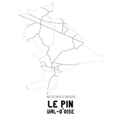 LE PIN Val-d'Oise. Minimalistic street map with black and white lines.