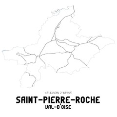 SAINT-PIERRE-ROCHE Val-d'Oise. Minimalistic street map with black and white lines.