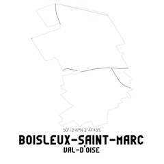 BOISLEUX-SAINT-MARC Val-d'Oise. Minimalistic street map with black and white lines.