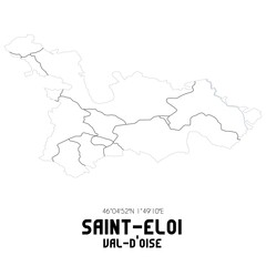 SAINT-ELOI Val-d'Oise. Minimalistic street map with black and white lines.