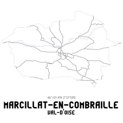 MARCILLAT-EN-COMBRAILLE Val-d'Oise. Minimalistic street map with black and white lines.