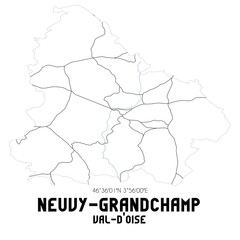 NEUVY-GRANDCHAMP Val-d'Oise. Minimalistic street map with black and white lines.