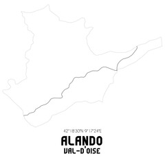 ALANDO Val-d'Oise. Minimalistic street map with black and white lines.