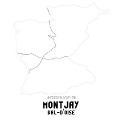 MONTJAY Val-d'Oise. Minimalistic street map with black and white lines.