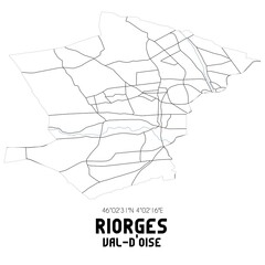 RIORGES Val-d'Oise. Minimalistic street map with black and white lines.