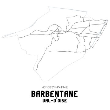 BARBENTANE Val-d'Oise. Minimalistic street map with black and white lines.
