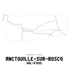 ANCTOVILLE-SUR-BOSCQ Val-d'Oise. Minimalistic street map with black and white lines.