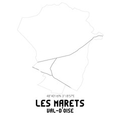 LES MARETS Val-d'Oise. Minimalistic street map with black and white lines.