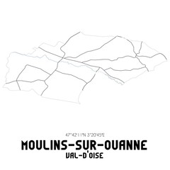 MOULINS-SUR-OUANNE Val-d'Oise. Minimalistic street map with black and white lines.