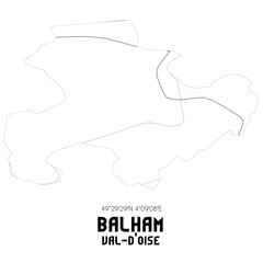 BALHAM Val-d'Oise. Minimalistic street map with black and white lines.