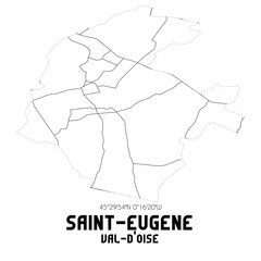 SAINT-EUGENE Val-d'Oise. Minimalistic street map with black and white lines.