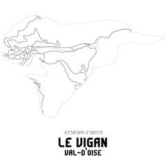 LE VIGAN Val-d'Oise. Minimalistic street map with black and white lines.