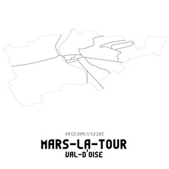 MARS-LA-TOUR Val-d'Oise. Minimalistic street map with black and white lines.