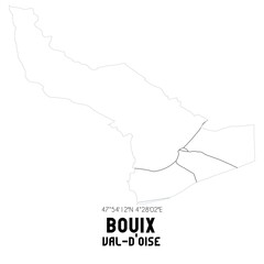 BOUIX Val-d'Oise. Minimalistic street map with black and white lines.