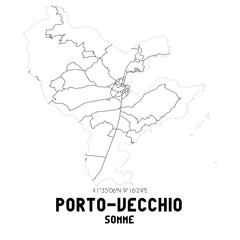 PORTO-VECCHIO Somme. Minimalistic street map with black and white lines.