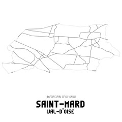SAINT-MARD Val-d'Oise. Minimalistic street map with black and white lines.