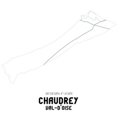 CHAUDREY Val-d'Oise. Minimalistic street map with black and white lines.