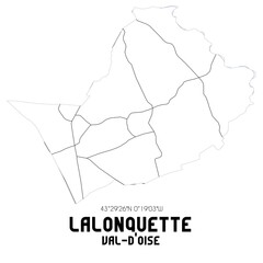 LALONQUETTE Val-d'Oise. Minimalistic street map with black and white lines.