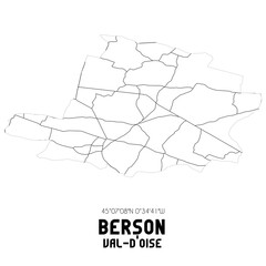 BERSON Val-d'Oise. Minimalistic street map with black and white lines.