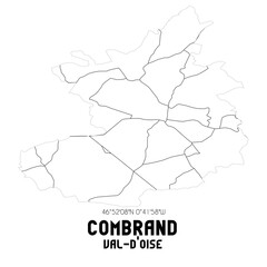 COMBRAND Val-d'Oise. Minimalistic street map with black and white lines.