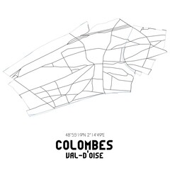 COLOMBES Val-d'Oise. Minimalistic street map with black and white lines.
