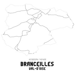 BRANCEILLES Val-d'Oise. Minimalistic street map with black and white lines.