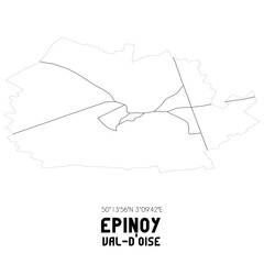 EPINOY Val-d'Oise. Minimalistic street map with black and white lines.