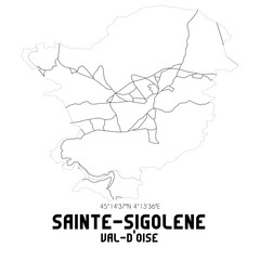SAINTE-SIGOLENE Val-d'Oise. Minimalistic street map with black and white lines.