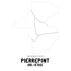 PIERREPONT Val-d'Oise. Minimalistic street map with black and white lines.