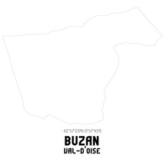 BUZAN Val-d'Oise. Minimalistic street map with black and white lines.