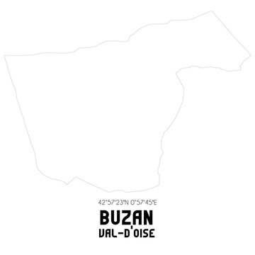 BUZAN Val-d'Oise. Minimalistic street map with black and white lines.