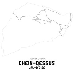 CHEIN-DESSUS Val-d'Oise. Minimalistic street map with black and white lines.