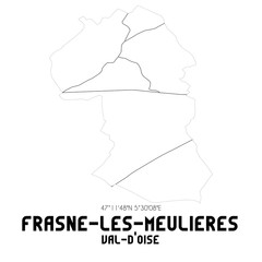 FRASNE-LES-MEULIERES Val-d'Oise. Minimalistic street map with black and white lines.