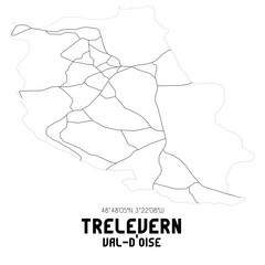 TRELEVERN Val-d'Oise. Minimalistic street map with black and white lines.